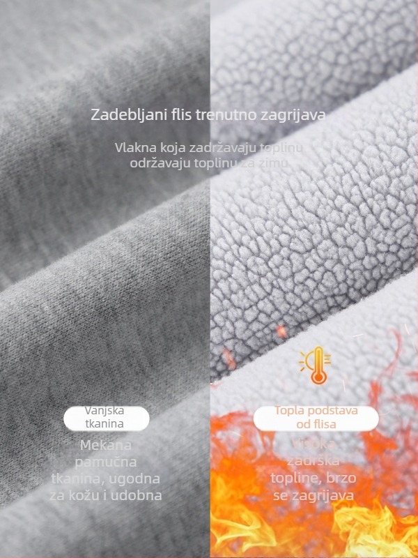 Muški fleece džemper za jesen/zimu – topao, debeo, ležernog kroja, stojeći ovratnik, dugi rukav