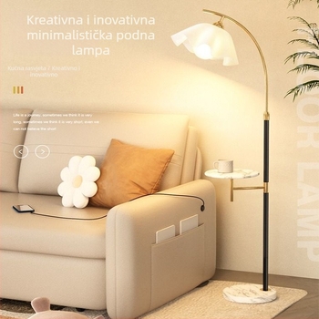 Krem boje skandinavskog stila stojeća lampa s integriranim noćnim ormarićem za pohranu