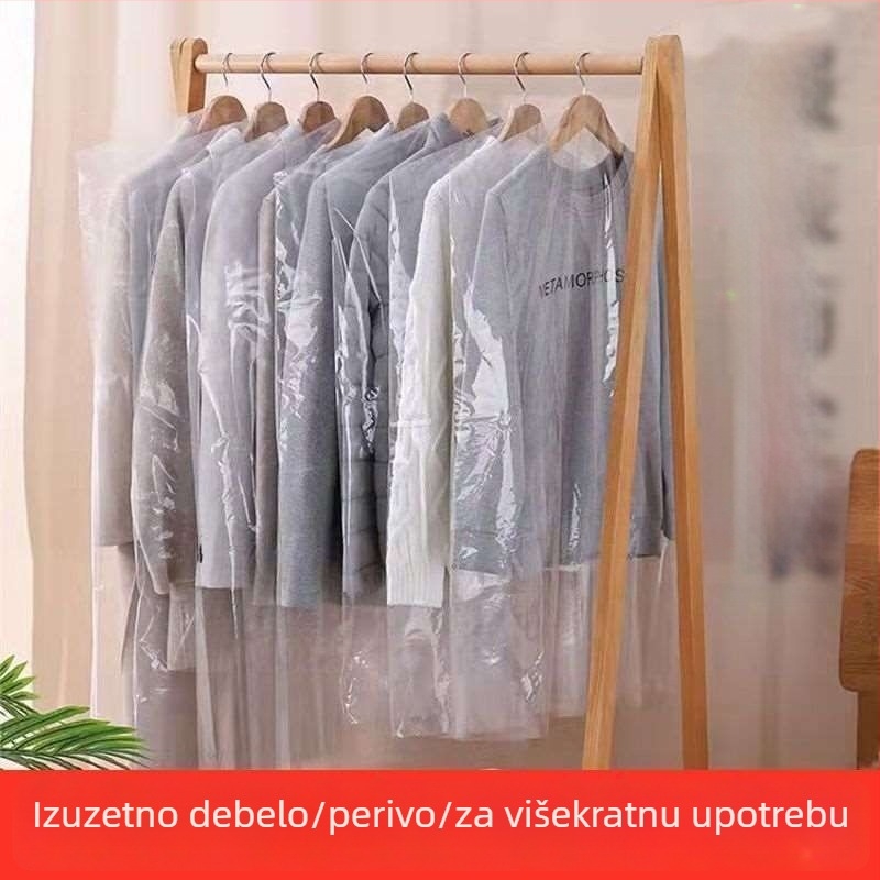 Prozirni plastični zaštitni omotač za odjeću u ormaru, jednokratna zaštita od prašine za odijela, debeli dizajn