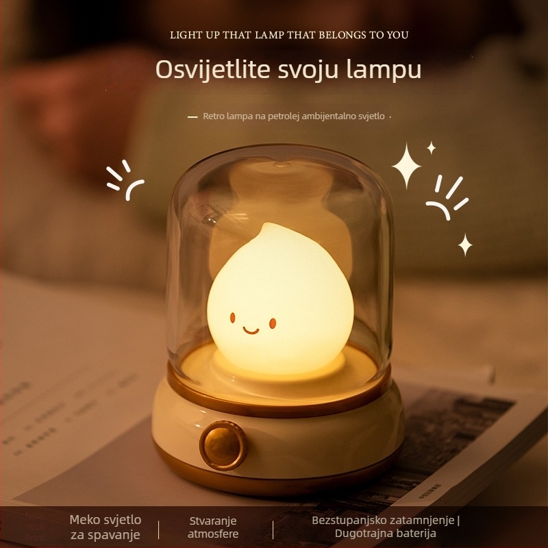 Noćna lampica inspirirana kerosinom lampom za spavaću sobu, ambijentalna stolna lampa