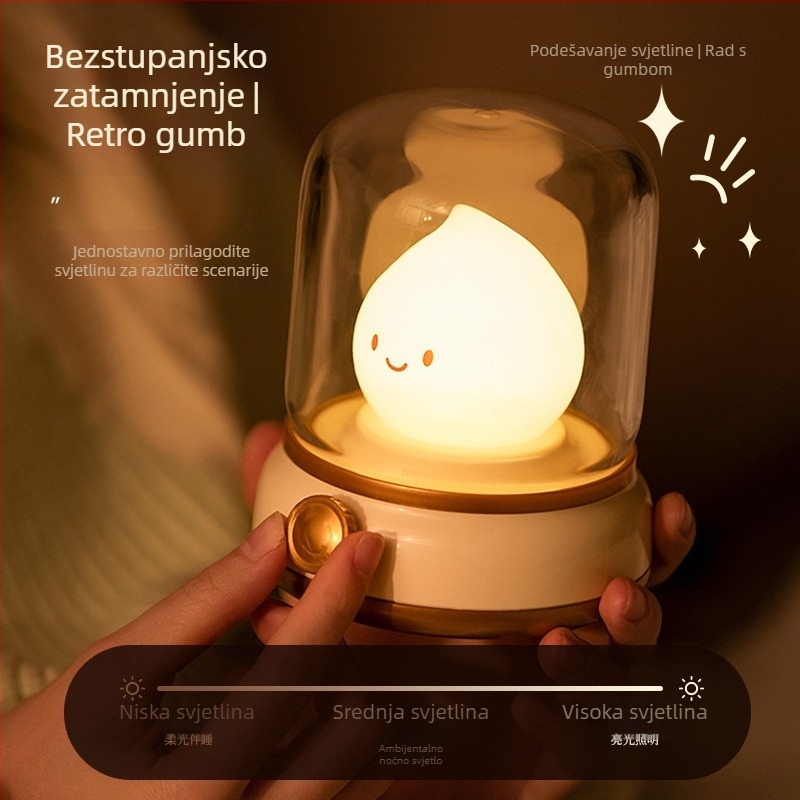 Noćna lampica inspirirana kerosinom lampom za spavaću sobu, ambijentalna stolna lampa