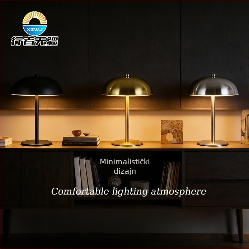 LED metalna stolna lampa s retro minimalističkim dizajnom, ambijentalno noćno svjetlo, lampa za čitanje i učenje s punjivim dokom za napajanje
