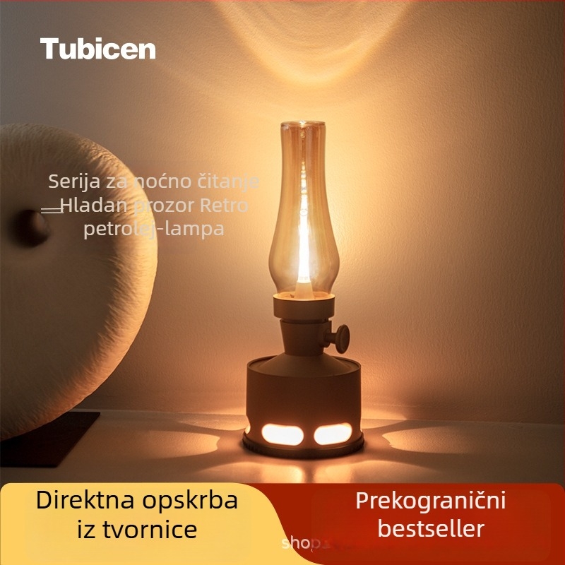 Tubicen Noćna stolna lampa za spavaću sobu s retro atmosferom, moderni luksuz, punjiva