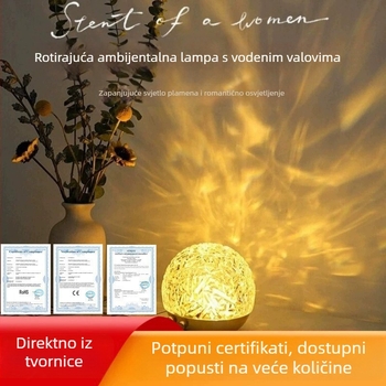 Atmosferska lampa s efektom ledenog brijega i vodnih valova, s vrhunskom drvenom bazom i dinamičkom projekcijom svjetla i sjene
