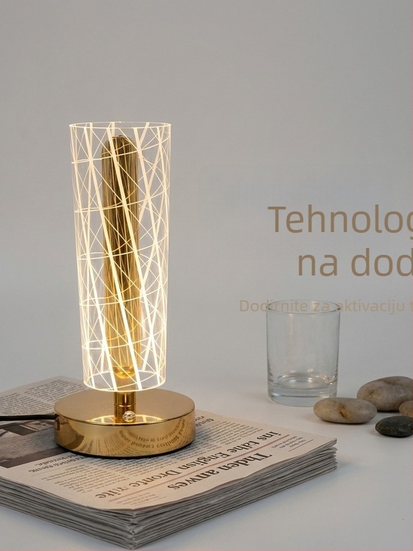 Noćna lampica za noćni ormarić s akrilnim dekorativnim ambientnim svjetlom, nordijski stil, elegantan dojam visoke klase, napajanje baterijom uz mogućnost priključka na mrežu, noćno svjetlo za spavaću sobu