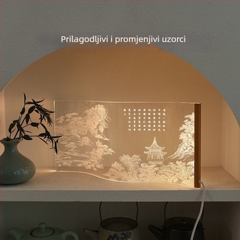 Noćna svjetiljka za spavaću sobu s vrhunskom atmosferom, prilagodljiv tok svjetla, acryl sjenilo, dodirni prekidač, dekorativno noćno svjetlo, novi kineski stil