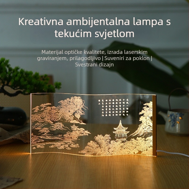 Noćna svjetiljka za spavaću sobu s vrhunskom atmosferom, prilagodljiv tok svjetla, acryl sjenilo, dodirni prekidač, dekorativno noćno svjetlo, novi kineski stil
