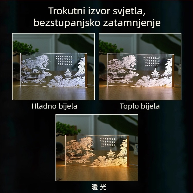 Noćna svjetiljka za spavaću sobu s vrhunskom atmosferom, prilagodljiv tok svjetla, acryl sjenilo, dodirni prekidač, dekorativno noćno svjetlo, novi kineski stil