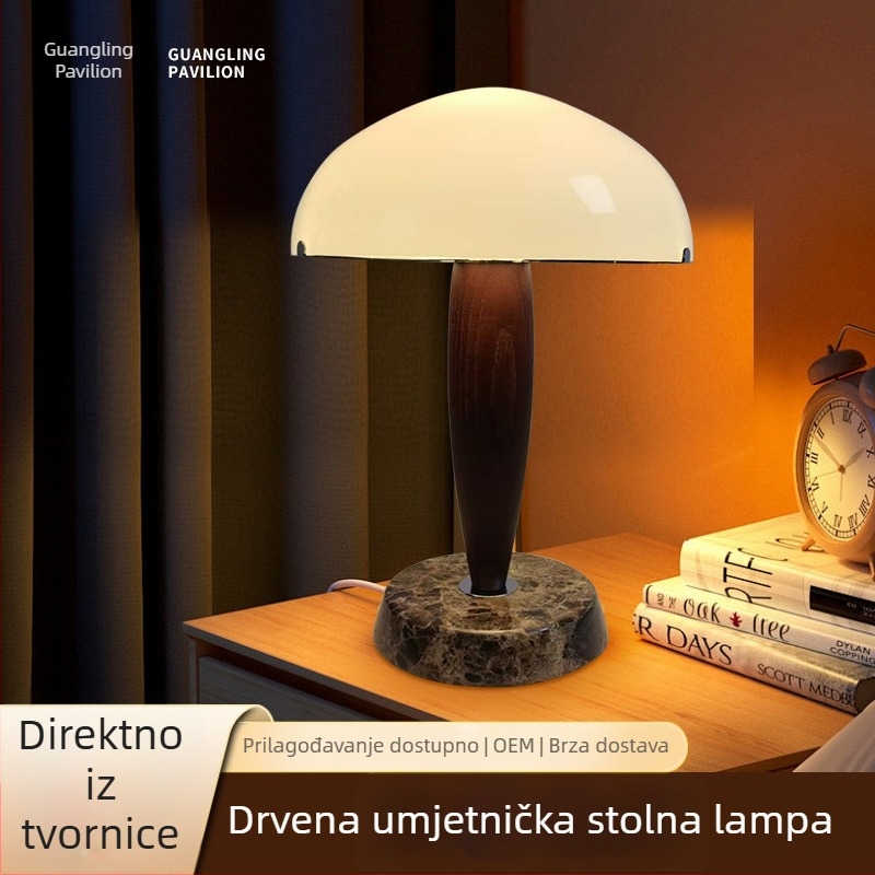 Danska retro stolna lampa s mramorom, dizajnerski luksuz za dnevni boravak i spavaću sobu, masivno drvo, dekorativna lampa za zaštitu očiju