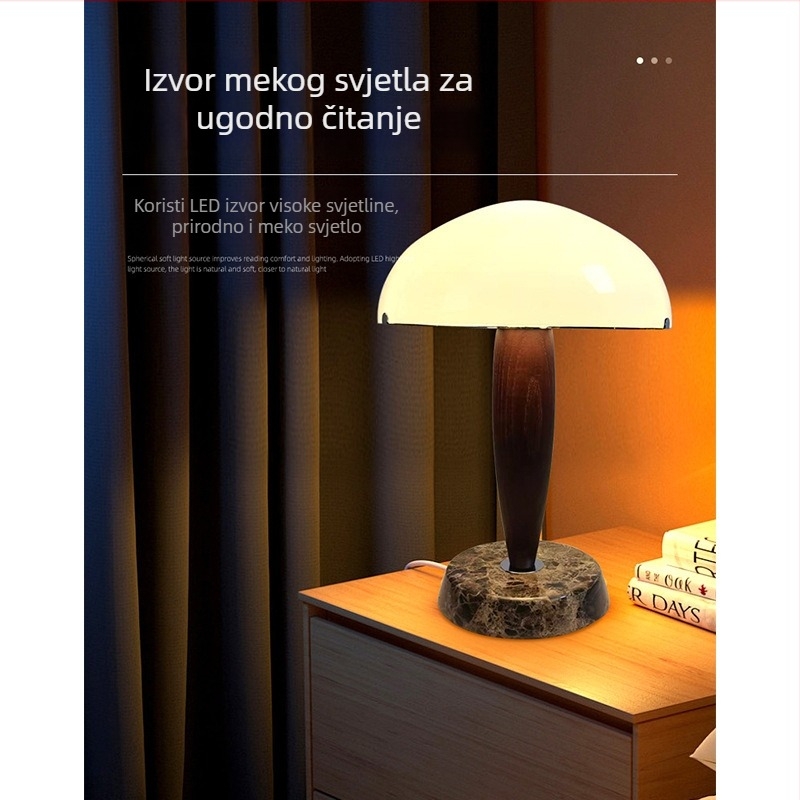 Danska retro stolna lampa s mramorom, dizajnerski luksuz za dnevni boravak i spavaću sobu, masivno drvo, dekorativna lampa za zaštitu očiju