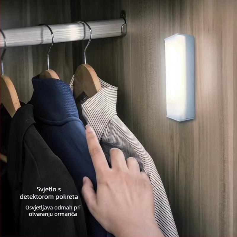 LED senzorna noćna lampica za studentski dom, uz krevet, aktivira se pokretom, za hodnik i kupaonicu, s ugrađenom baterijom