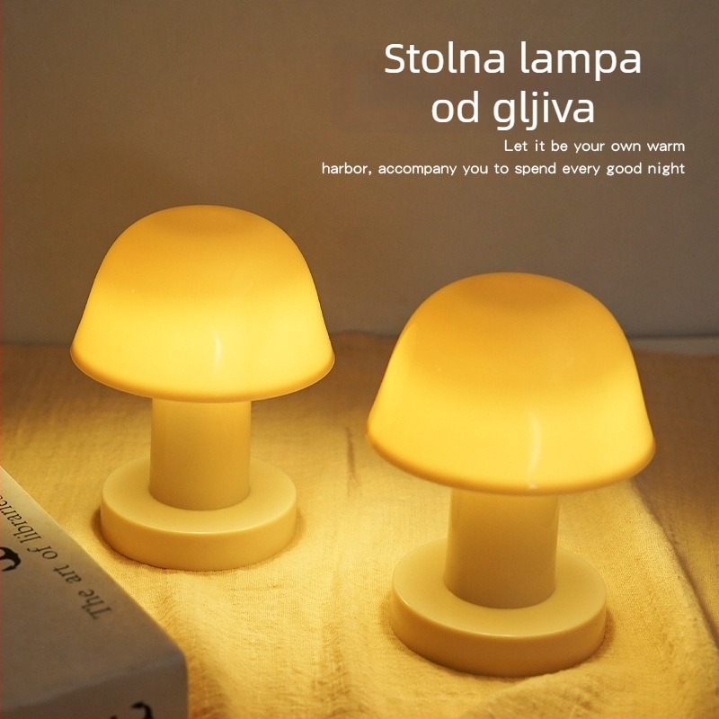 Noćna lampica u obliku gljive za spavaću sobu i studentski dom, mala stolna lampa, topla ambijentalna rasvjeta, dekorativni predmet za stol