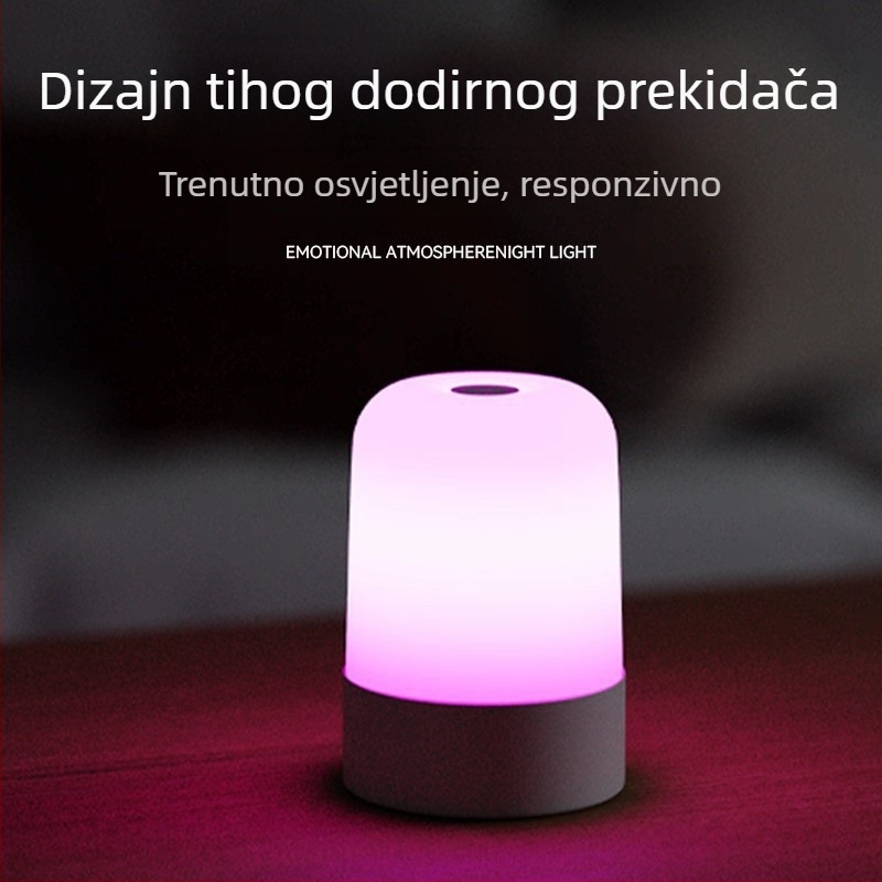 Noćna lampica za spavaću sobu, zaštita očiju, punjiva, noćna stolna svjetiljka s dodirnim prekidačem, geometrijski dizajn
