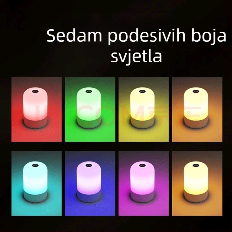 Noćna lampica za spavaću sobu, zaštita očiju, punjiva, noćna stolna svjetiljka s dodirnim prekidačem, geometrijski dizajn