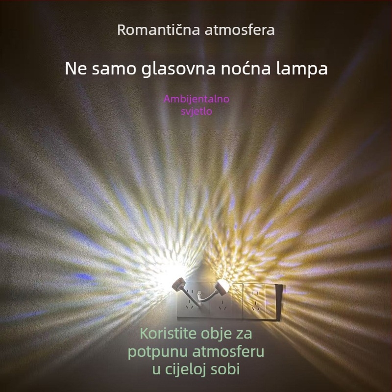 Snovita projekcija zvjezdanim nebom, USB ambijentalno svjetlo, dvojezična kinesko-engleska noćna svjetiljka