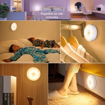ABS nadograđena noćna lampica s senzorom pokreta, okrugla USB lampa za noćni ormarić, spavaću sobu, garderobu i hodnik