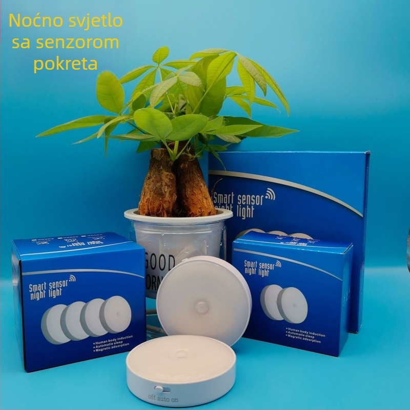 ABS nadograđena noćna lampica s senzorom pokreta, okrugla USB lampa za noćni ormarić, spavaću sobu, garderobu i hodnik