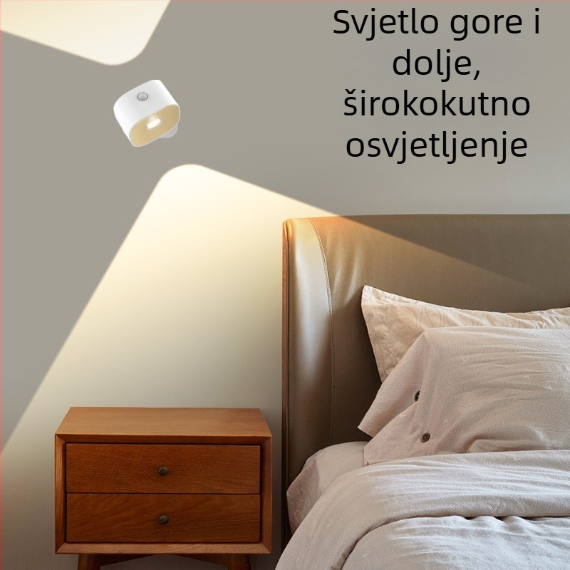 Delchamp magnetska zidna svjetiljka s dva izvora svjetla, noćna lampica za hodnik i spavaću sobu, s ugrađenom baterijom