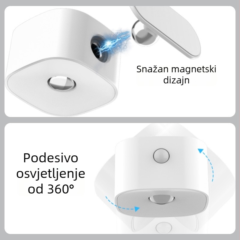 Delchamp magnetska zidna svjetiljka s dva izvora svjetla, noćna lampica za hodnik i spavaću sobu, s ugrađenom baterijom