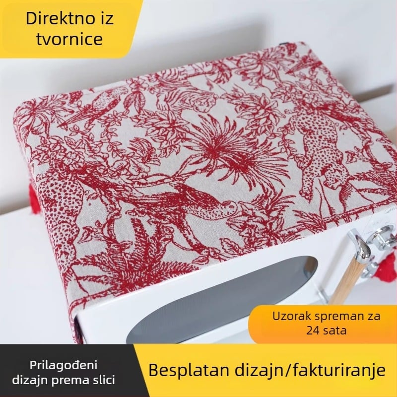 Crvena jacquard zaštitna navlaka za mikrovalnu, pećnicu, hladnjak i perilicu – skladišna navlaka