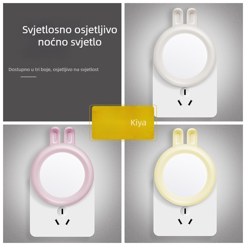 Prilagođena noćna lampa u obliku zeca sa senzorom svjetla – noćna lampa za spavaću sobu i noćno hranjenje