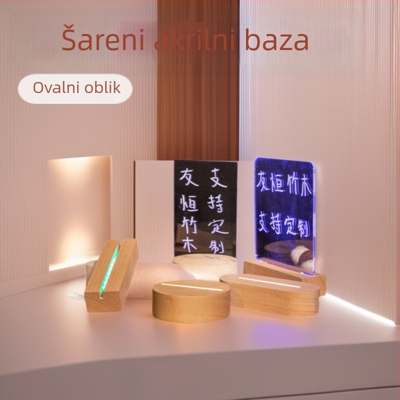 Ovalna baza od bukovine za noćnu lampu sa šarenim 3D-akrilnim osvjetljenjem