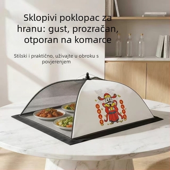Mrežasti pokrov za hranu za kućnu upotrebu, otporan na prašinu i insekte, sklopiv, prošireni poklopac za ostatke hrane na stolu, prozračan.