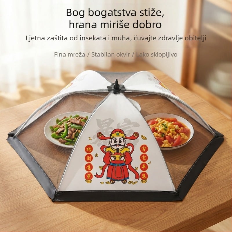 Mrežasti pokrov za hranu za kućnu upotrebu, otporan na prašinu i insekte, sklopiv, prošireni poklopac za ostatke hrane na stolu, prozračan.