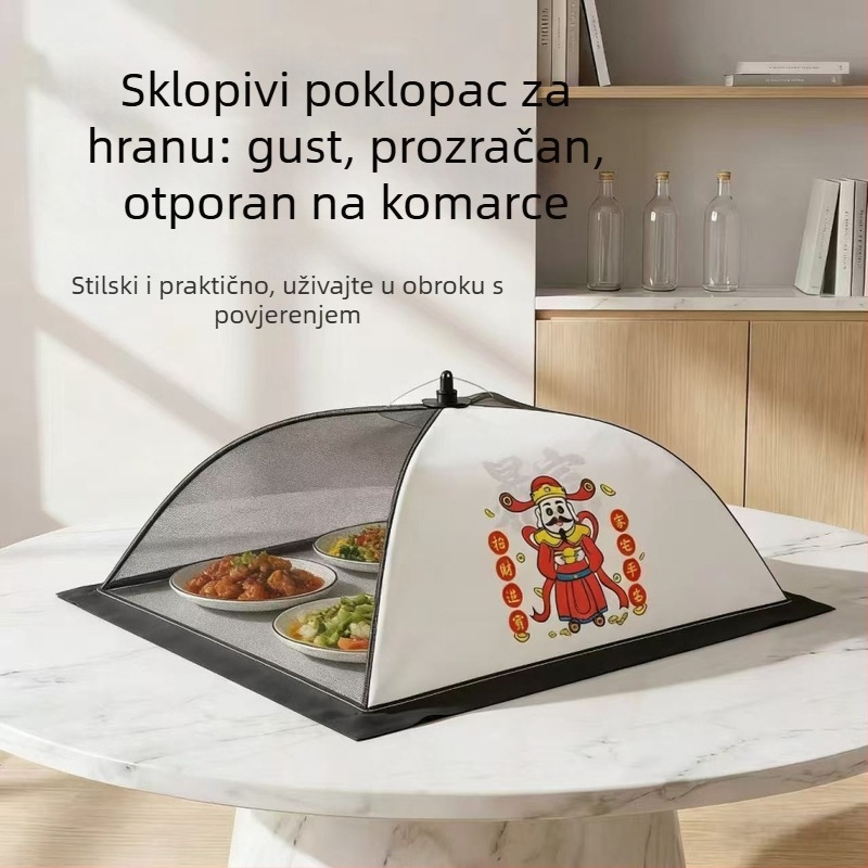 Mrežasti pokrov za hranu za kućnu upotrebu, otporan na prašinu i insekte, sklopiv, prošireni poklopac za ostatke hrane na stolu, prozračan.