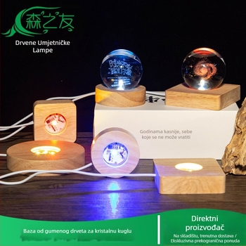 LED okrugla kristalna lopta s osvijetljenom bazom – DIY noćna svjetiljka za bočicu vina i druge baze