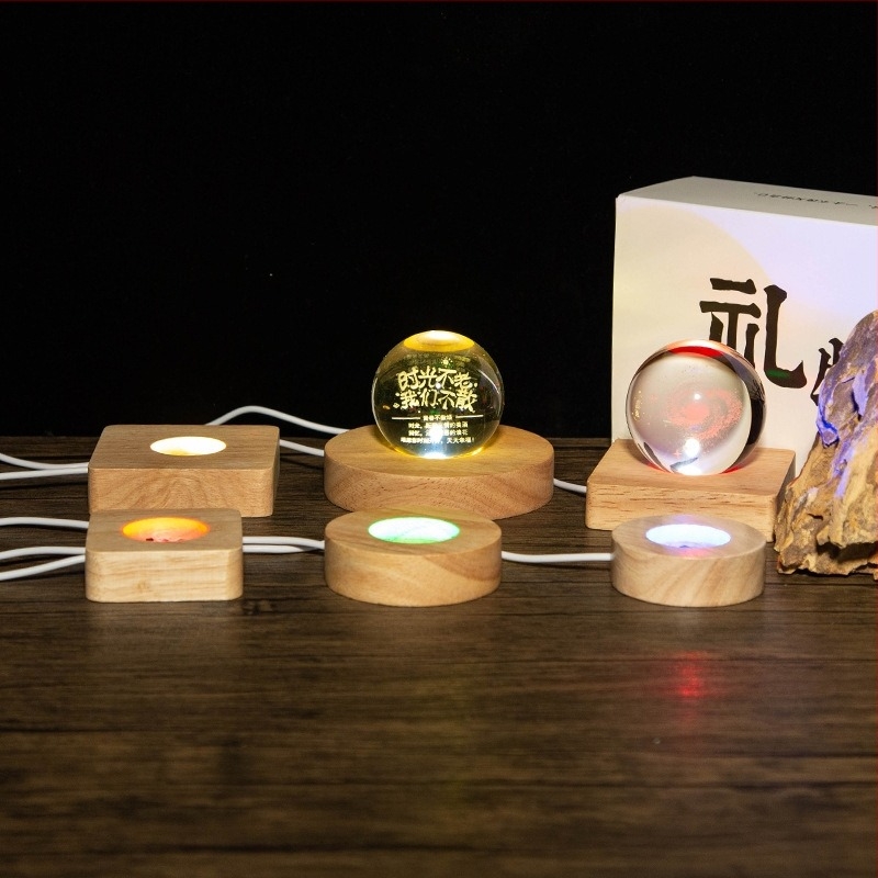 LED okrugla kristalna lopta s osvijetljenom bazom – DIY noćna svjetiljka za bočicu vina i druge baze