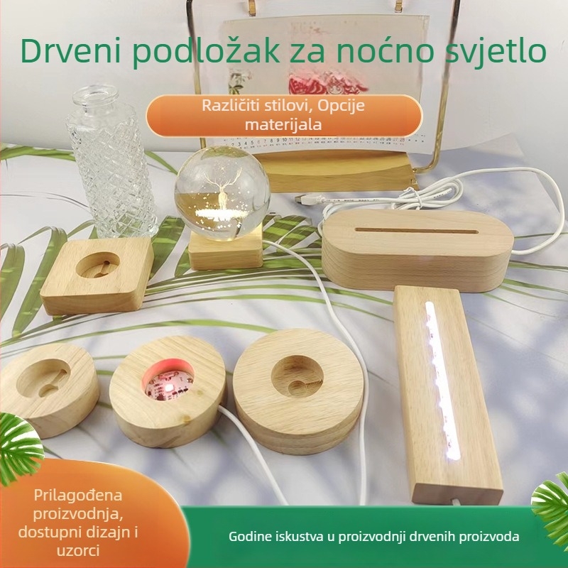 DIY LED drvena osnova od bukovine za noćne svjetiljke i drvene privjeske