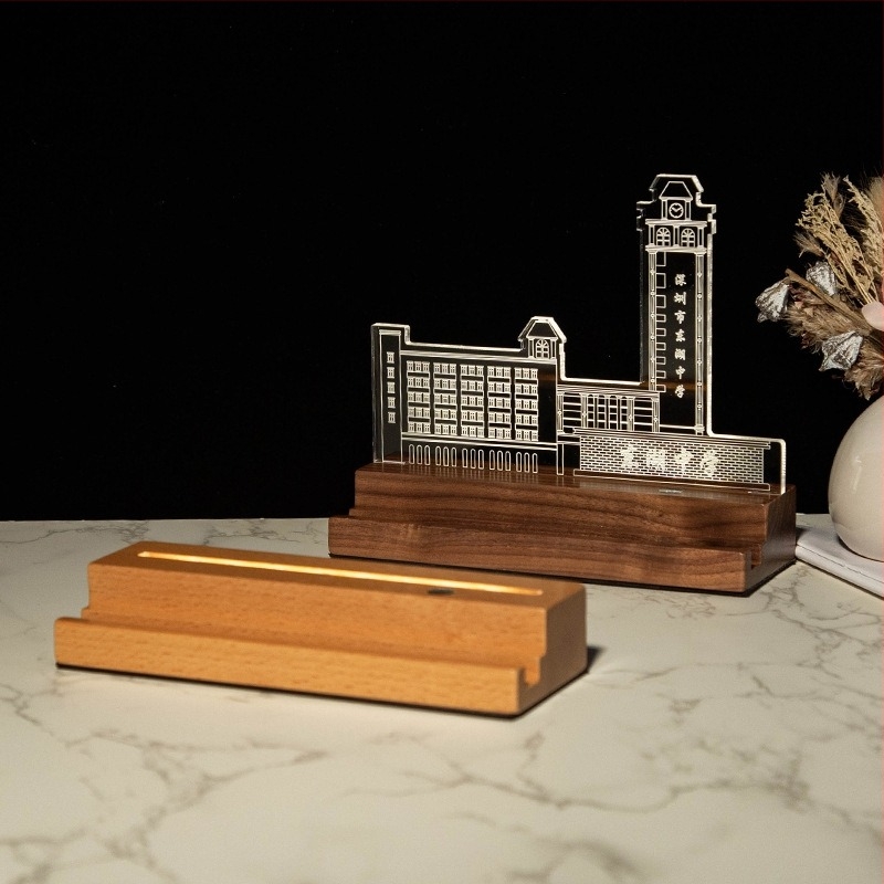3D noćna stolna svjetiljka s dizajnom gradske arhitekture — poslovni suvenir, ukras u uredu, poklon za završetak studija