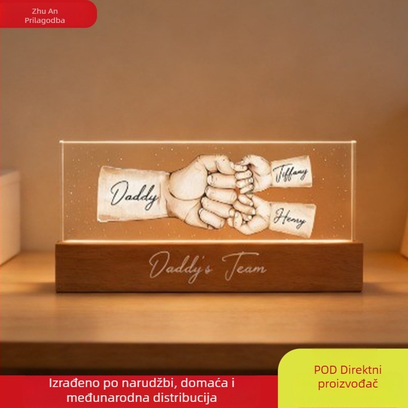 3D noćna lampica za noćni ormarić – personalizirani suvenir za rođenje, LED kućna dekoracija
