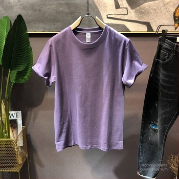 Muška majica s kratkim rukavima, ice silk, casual, jednobojna, okrugli izrez, japanski stil, proljeće-ljeto 2025