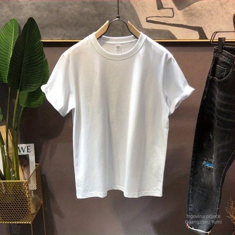 Muška majica s kratkim rukavima, ice silk, casual, jednobojna, okrugli izrez, japanski stil, proljeće-ljeto 2025