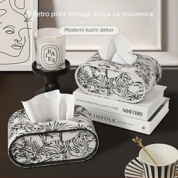 Kožna kutija za maramice s dizajnom retro šume, pogodna za dnevni boravak i spavaću sobu