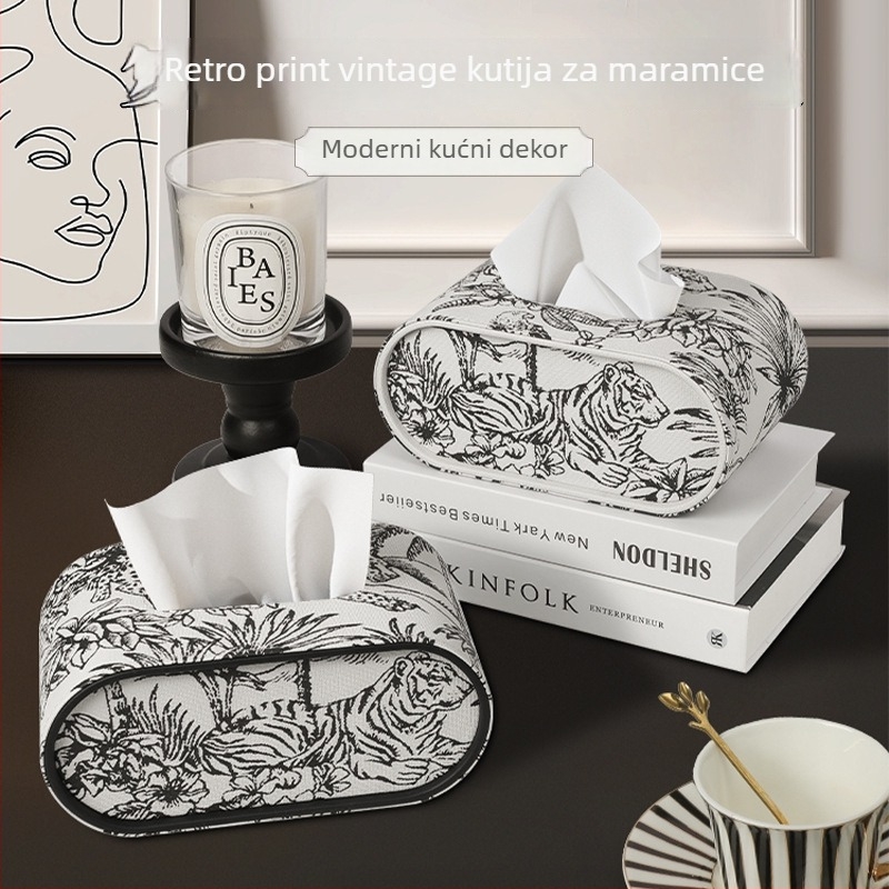 Kožna kutija za maramice s dizajnom retro šume, pogodna za dnevni boravak i spavaću sobu