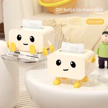 Krem kutija za maramice s karikaturnim dizajnom, višefunkcionalna za kućnu upotrebu, pogodna za stolić za kavu ili noćni ormarić, DIY s velikim očima