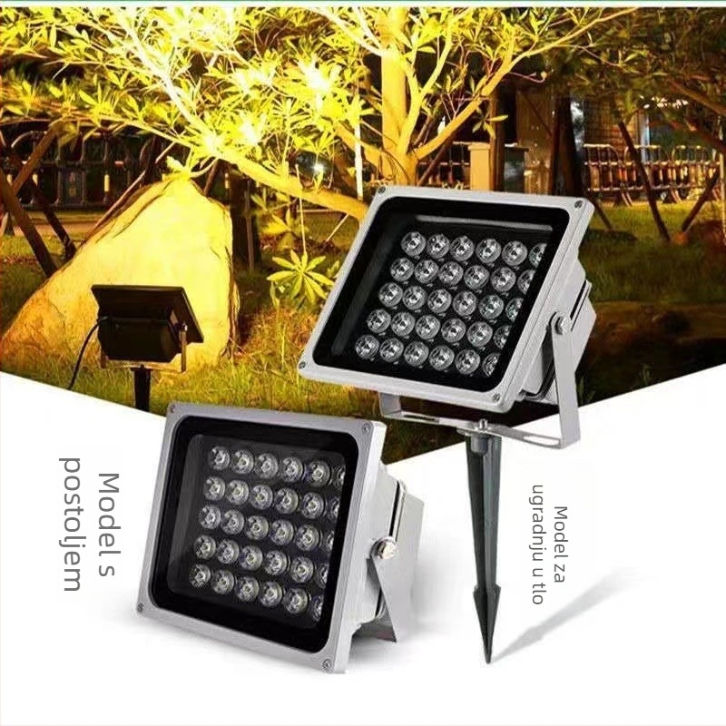 Vanjski LED reflektor IP65 s aluminijskim kućištem, snop 30°, dimenzije 20×18×5 cm, snaga 6–100 W, bijela / toplina / višebojna svjetlost, vijek 50 000 h