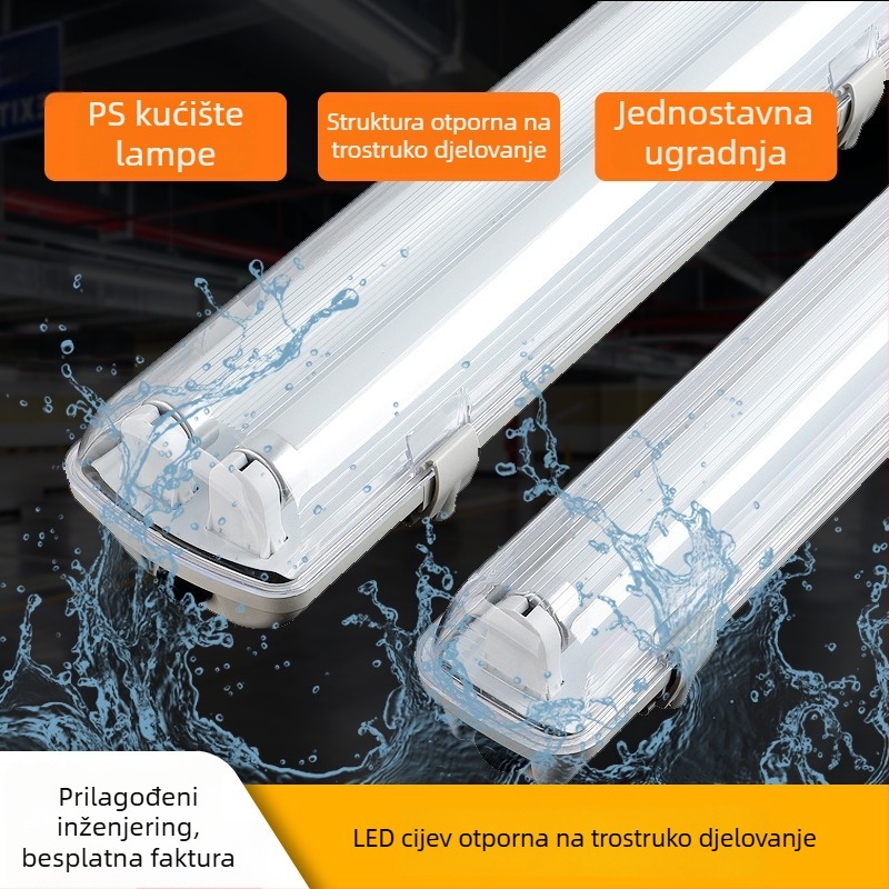 LED T8 svjetiljka s jednim ili dva cijevi, nosač za montažu, nužno požarno osvjetljenje, vodonepropusna, otporna na vlagu i otporna na eksplozije za industrijsku radionicu
