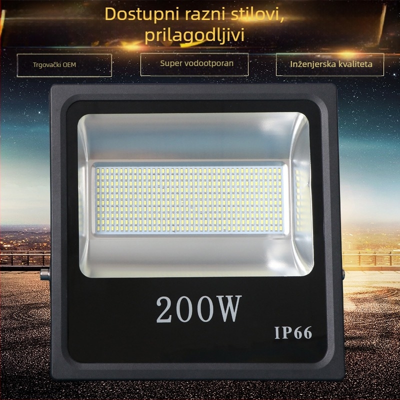 LED reflektor za vanjsku rasvjetu, aluminijsko kućište, kvadratni oblik, 200W, IP65, kut snopa 120°