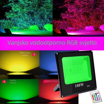 Vanjski RGB LED reflektor za osvjetljenje drveta, 10W, aluminijsko kućište, IP65, 120° snop, šarene svjetlosti