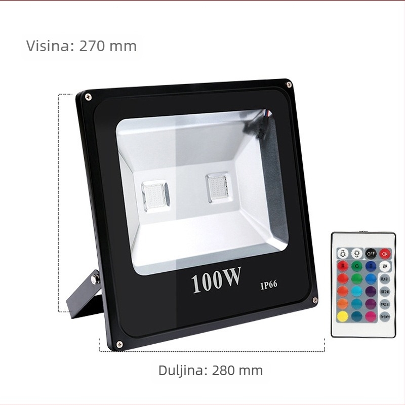 Vanjski RGB LED reflektor za osvjetljenje drveta, 10W, aluminijsko kućište, IP65, 120° snop, šarene svjetlosti