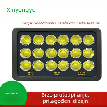 Vanjski vodootporni LED floodlight s COB-om, visok jas, projekcijsko svjetlo, 200–1000W