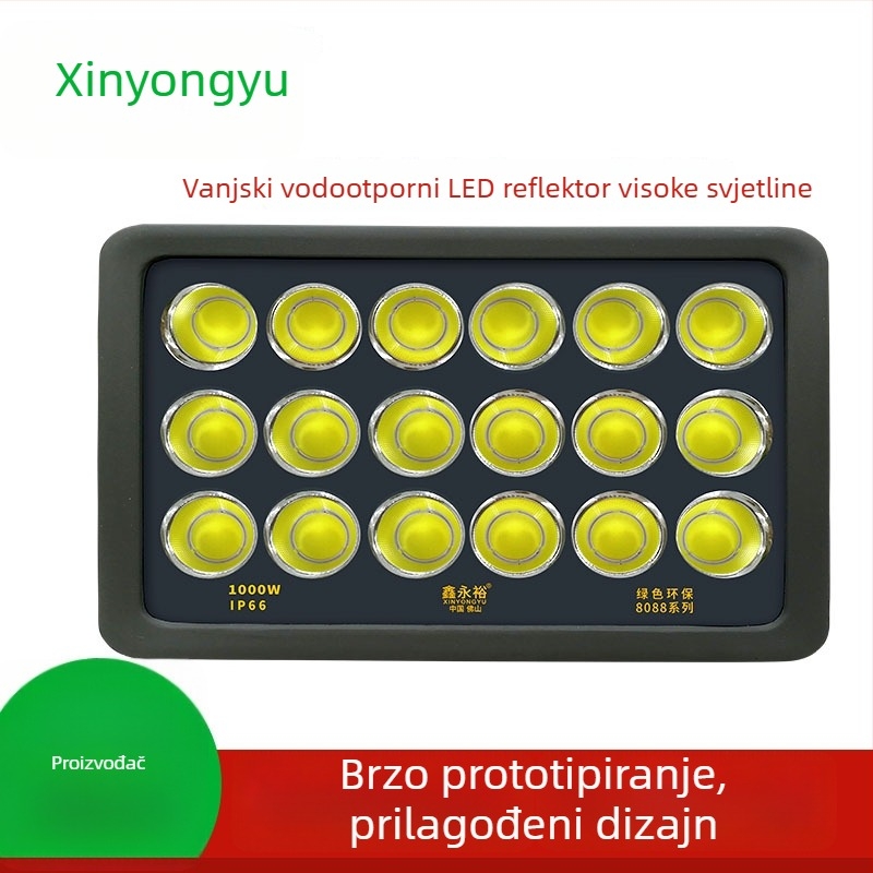Vanjski vodootporni LED floodlight s COB-om, visok jas, projekcijsko svjetlo, 200–1000W