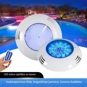 LED podvodno svjetlo za bazen, 12V/24V, RGB, bežični daljinski upravljač, zidni nosač, IP68