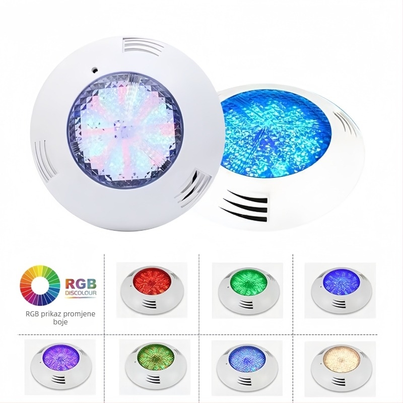 LED podvodno svjetlo za bazen, 12V/24V, RGB, bežični daljinski upravljač, zidni nosač, IP68