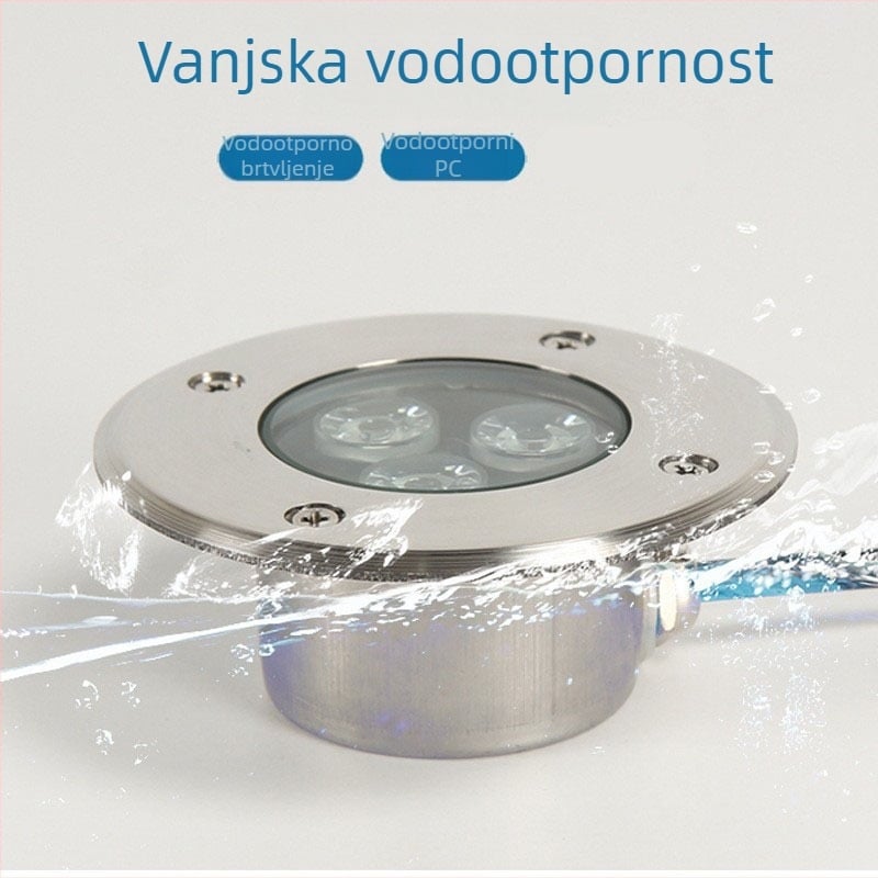 LED podvodna ugrađena svjetiljka od nehrđajućeg čelika, 12V/24V, vodootporna, ultra-tanki spot za ribnjak i zid bazena