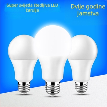 A60 LED žarulja, aluminijsko kućište prekriveno plastikom, E27 navoj, energetski učinkovita topla bijela rasvjeta za unutarnju upotrebu